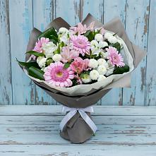 Букет цветов из:  Герберы, Альстромерии и Хризантемы в Гусевский