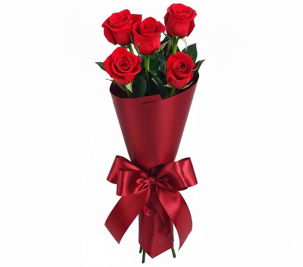 Букет 5 Красных роз Эдлесс Лав в Гусевский