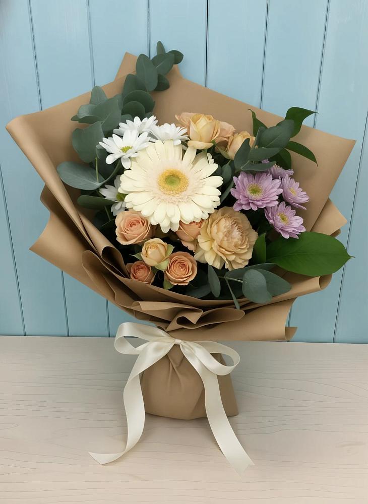 Букет цветов из: Герберы и Хризантемы в Гусевский