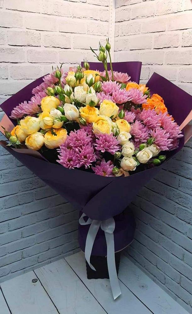 Букет цветов из: Хризантемы и Розы в Гусевский