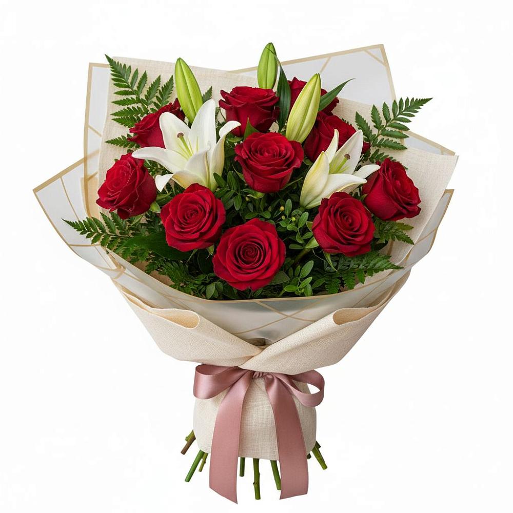 Букет цветов из: Лилии и Розы в Гусевский