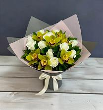 Букет цветов из:  Орхидеи и Розы в Гусевский