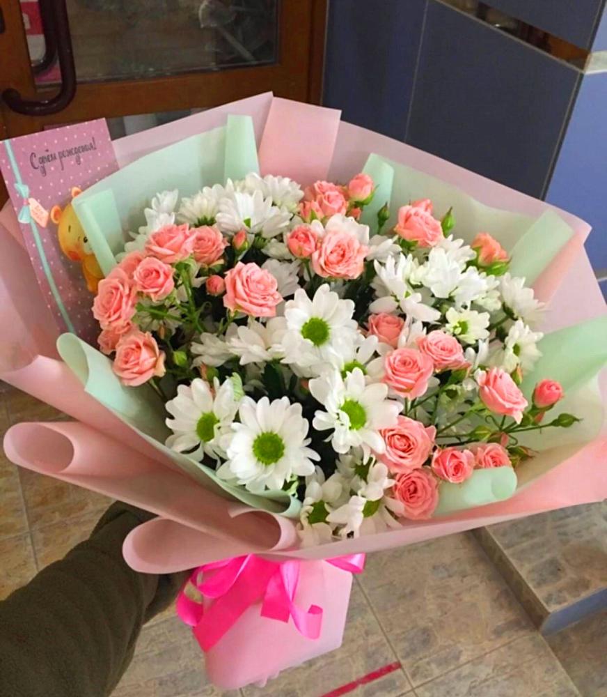 Букет цветов из: Розы и Хризантемы в Гусевский