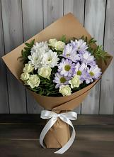 Букет цветов из:  Хризантемы и Розы в Гусевский