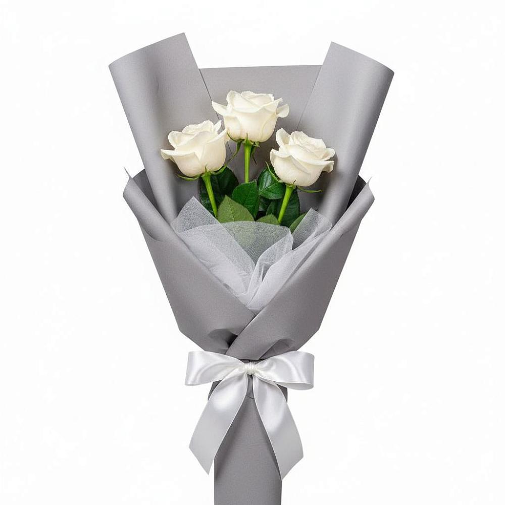Букет 3 белые розы в Гусевский