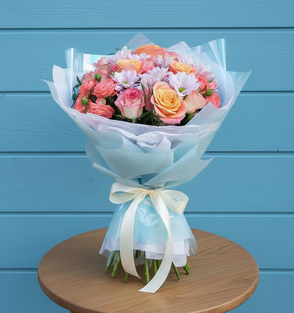 Букет цветов из: Хризантемы и Розы в Гусевский