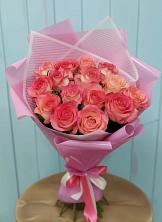 Букет 15 Розовых роз Равель в Гусевский
